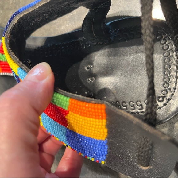 Beaded African Gladiator Sandal Bohemian Leather Masai Kenya US 8/8.5 EUR 39 - Picture 5 of 5